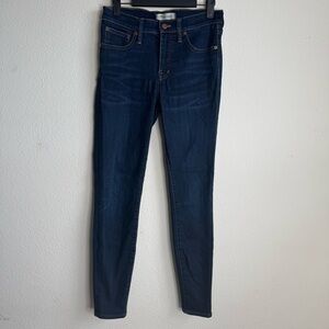 Madewell 9” high rise skinny dark blue denim jeans size 26